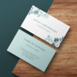 Aquamarine Grünflächen-Blätter - Therapeut Visitenkarte<br><div class="desc">Moderne und knusprige Visitenkarte in Weiß mit Blätter in verschiedenen Farbtönen aquamarin für einen Therapeuten,  Psychologen oder Ähnliches.</div>