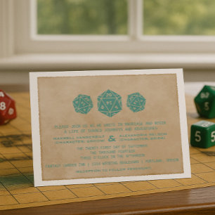 Aquamarine Grunge D20 Dice Gamer Einladung zur Hoc