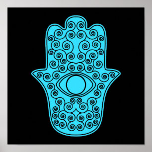 Aquamarine Hamsa-Hand von Miriam-Hand von Fatima.p Poster