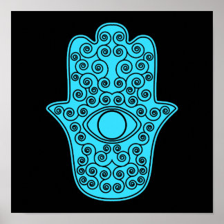 Aquamarine Hamsa-Hand von Miriam-Hand von Fatima.p Poster