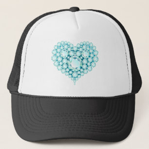 Aquamarine Heart Gems Truckerkappe