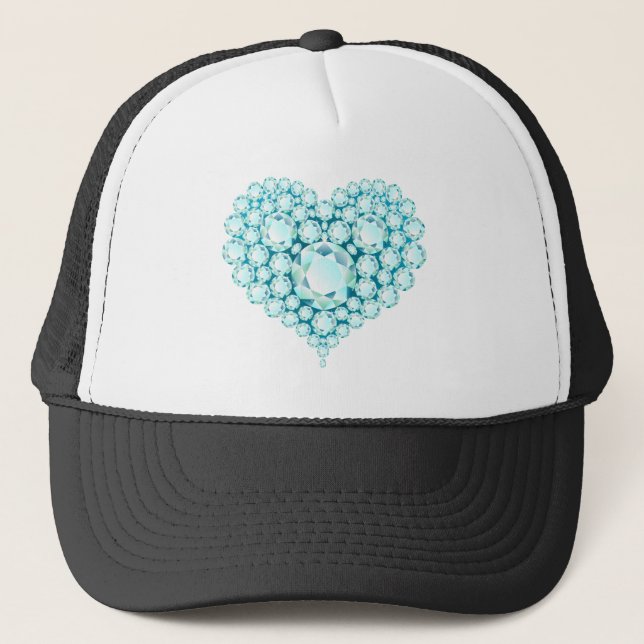 Aquamarine Heart Gems Truckerkappe (Vorderseite)