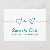 Aquamarine Herzäquation Save the Date Postkarte