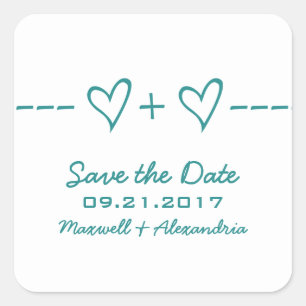 Aquamarine Herzäquation Save the Date Stickers