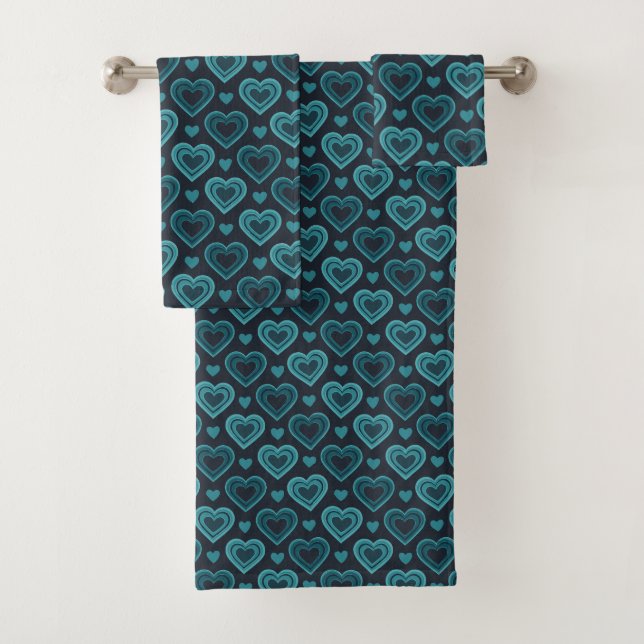 Aquamarine Herzen Badhandtuch Set (Insitu)
