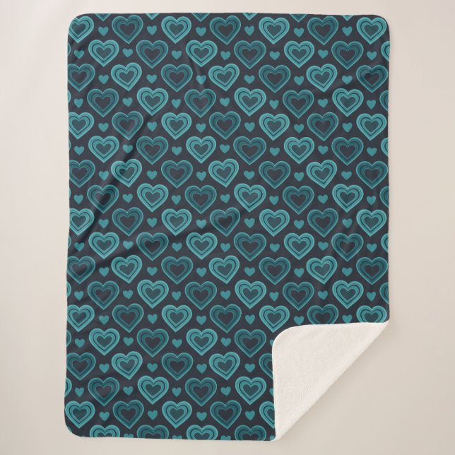 Aquamarine Herzen Sherpadecke (Vorderseite)