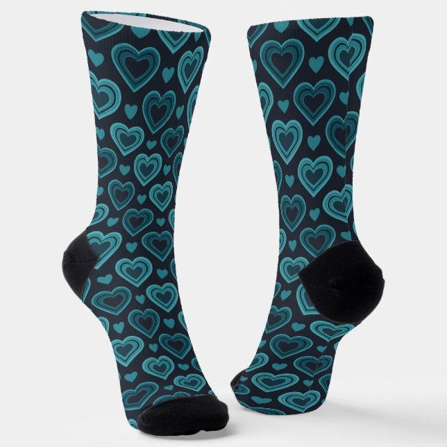 Aquamarine Herzen Socken (Gewinkelt)