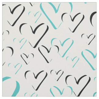 Aquamarine Herzkalligraphie Minimalistische Herzfo Stoff