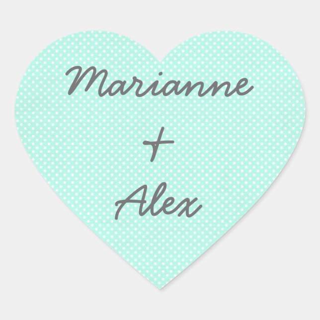 Aquamarine Herzklammern Paare Gastgeschenke Hochze Herz-Aufkleber (Vorderseite)
