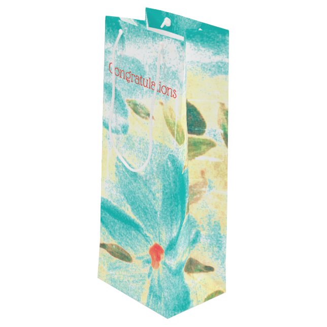 Aquamarine Herzlichen Glückwunsch Geschenktüte Für Weinflaschen (Rückseite Schrägansicht)