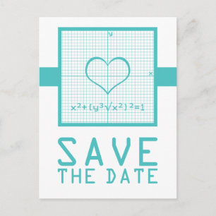 Aquamarine Herzmathematik Save the Date Postkarte