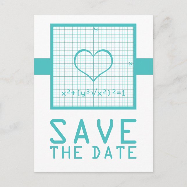 Aquamarine Herzmathematik Save the Date Postkarte (Vorderseite)