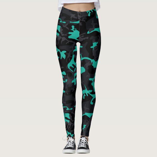 Aquamarine Highlights Camouflage Leggings (Vorderseite)