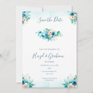 Aquamarine Hochzeit Datum speichern Einladung