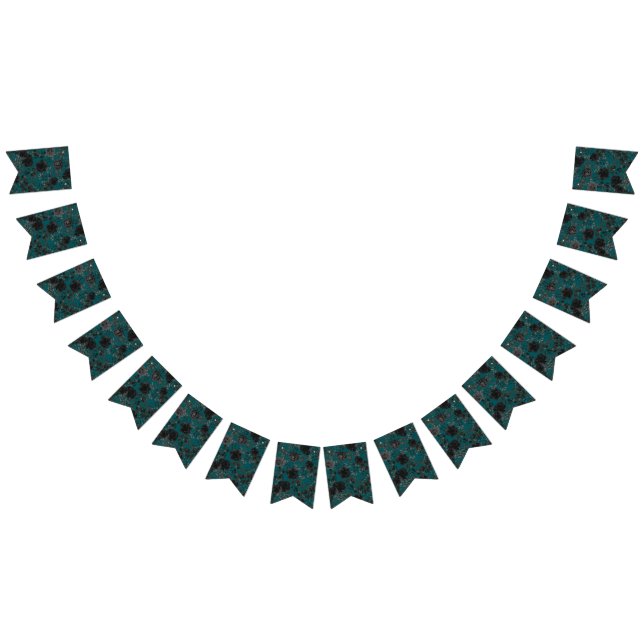 Aquamarine Hochzeit mit schwarzen Rose Wimpelkette (Alle)