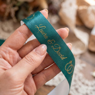 Aquamarine Hochzeit Personalisierter Name Ribbon Satinband
