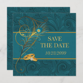 Aquamarine Hochzeit Pfau Save The Date