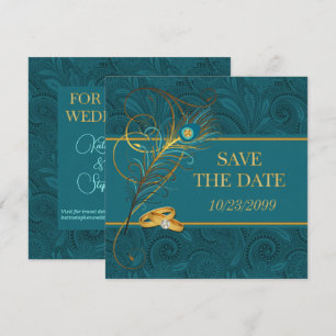 Aquamarine Hochzeit Pfau Save The Date