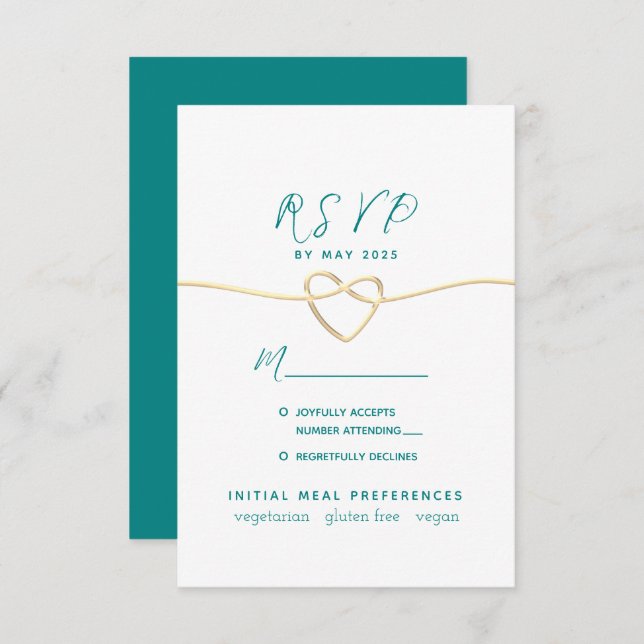 Aquamarine Hochzeit RSVP Karte (Vorne/Hinten)