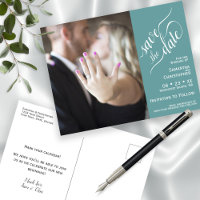 Aquamarine Hochzeit Speichern Sie das Date Foto &