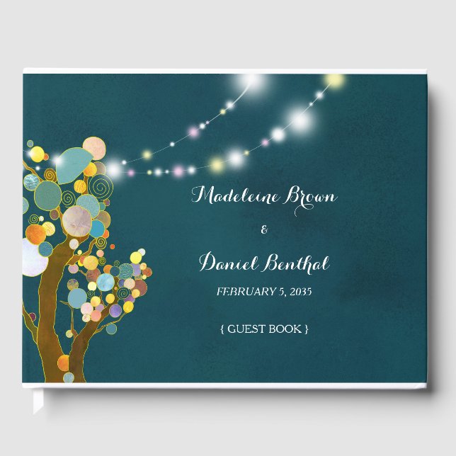 Aquamarine Hochzeit von String Light Trees Gästebuch (Vorderseite)