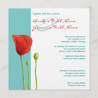 aquamarine Hochzeitseinladung von Red Poppy Einladung