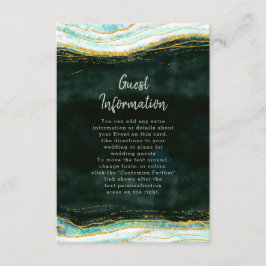 Aquamarine Hochzeitsinformationen zu Green & Gold Begleitkarte