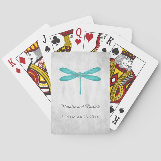 Aquamarine Hochzeitskarten der Libellen Spielkarten (Rückseite)