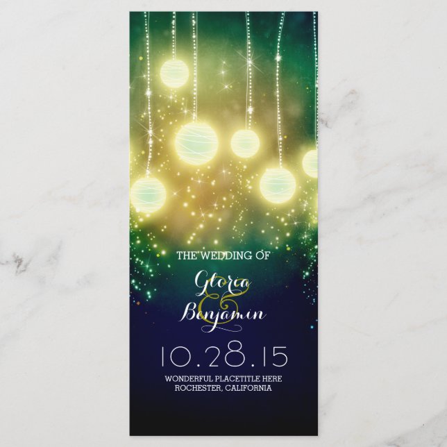 aquamarine Hochzeitsprogramme - romantische Latern Programm (Vorderseite)