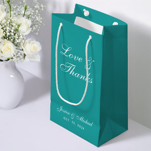 Aquamarine Hochzeitsskript-Liebe & Dank Simple Blu Kleine Geschenktüte