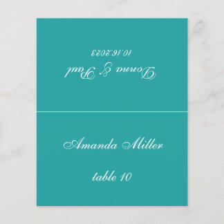Aquamarine Hochzeitsskript-Platzkarte
