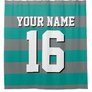 Aquamarine Holzkohlesportarten - Jersey Preppy Str Duschvorhang