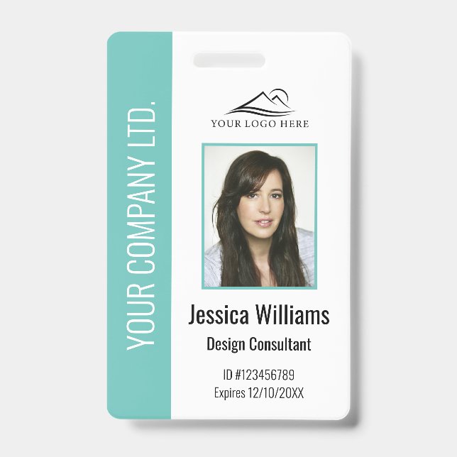 Aquamarine ID für personalisierte Unternehmensmita Ausweis (Vorderseite)