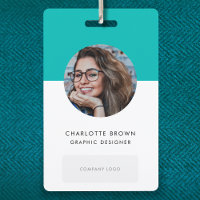 Aquamarine ID-Karte | Modern Corporate Foto Name L