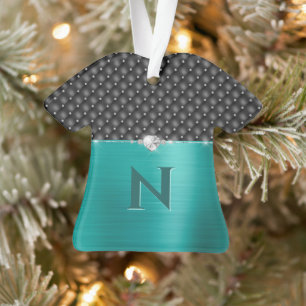 Aquamarine Imitate Metallhandschuh und Monogramm Ornament