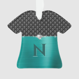 Aquamarine Imitate Metallhandschuh und Monogramm Ornament