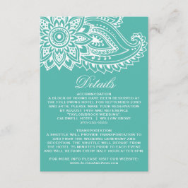 Aquamarine Indian Paisley Wedding Details Beilage  Begleitkarte
