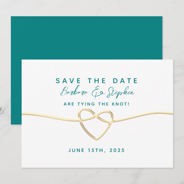 Aquamarine Kalligrafie-Hochzeit Save The Date (Vorne/Hinten)