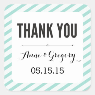 Aquamarine Karnevalsstreifen Danke für die Pflege  Quadratischer Aufkleber