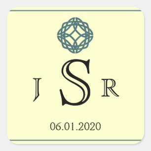 Aquamarine keltische Eternität Knotentongram Stick Quadratischer Aufkleber