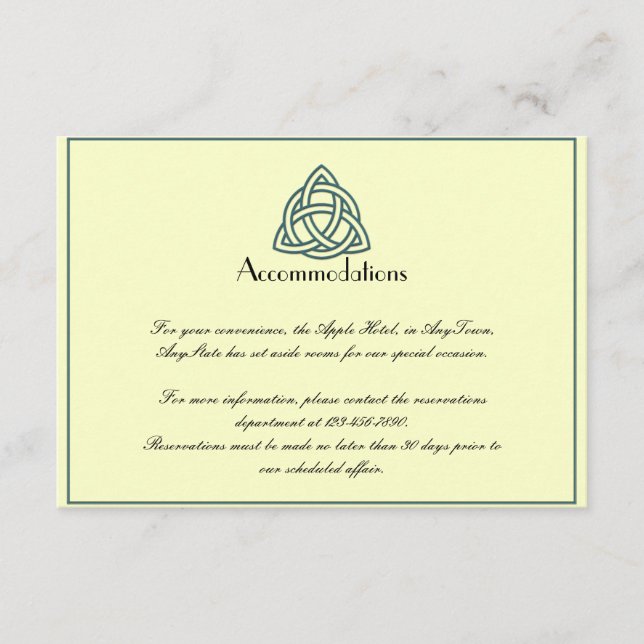 Aquamarine keltische Hochzeitsbeilage Begleitkarte (Vorderseite)