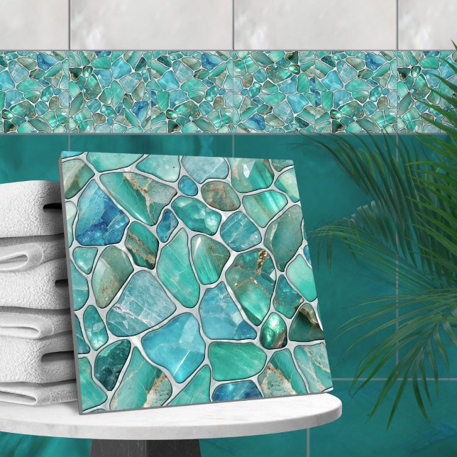 Aquamarine Kies auf Perle Fliese (Von Creator hochgeladen)