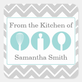 Aquamarine Kochutensilien Trio Kitchen Labels Quadratischer Aufkleber