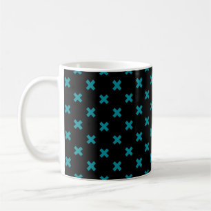 Aquamarine Kreuzstiche auf schwarz Kaffeetasse