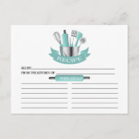 Aquamarine Küchengeräte Brautparty Rezept Karten