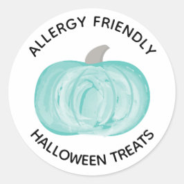 Aquamarine Kürbis-Halloween-Leckereien Runder Aufkleber