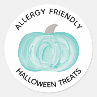 Aquamarine Kürbis-Halloween-Leckereien Runder Aufkleber