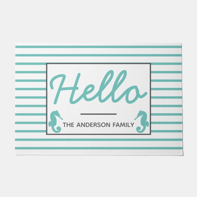 Aquamarine KüstenSeepferde hallo Fußmatte (Vorderseite)