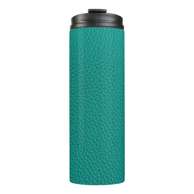 Aquamarine Leder: Modische Schlangentextur. Thermosbecher (Vorderseite)
