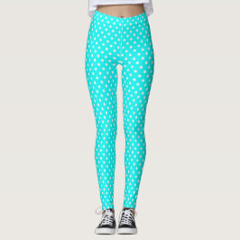 Aquamarine Leggings aus blau-weißen Polka-Punkten
